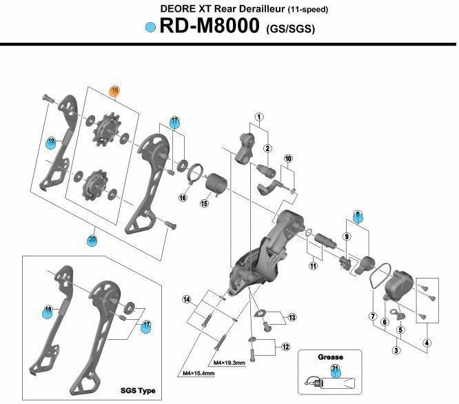 Shimano Deore XT M8000 11sp Derailleurwieltjes 4 Shimano Deore XT M8000 11sp Derailleurwieltjes - Afbeelding 2